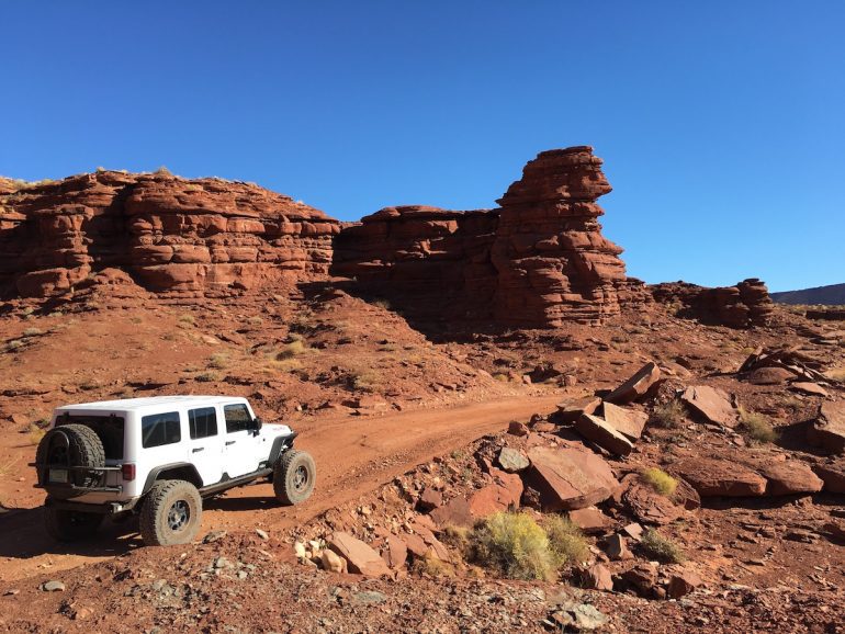 Jeep in Moab Utah exploring off the grid