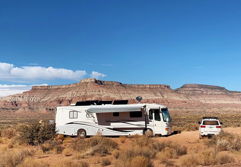 RV dispersed off the grid camping near Moab Utah
