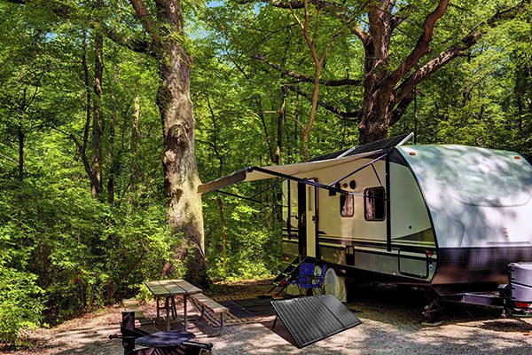 RVing camping site parked RV